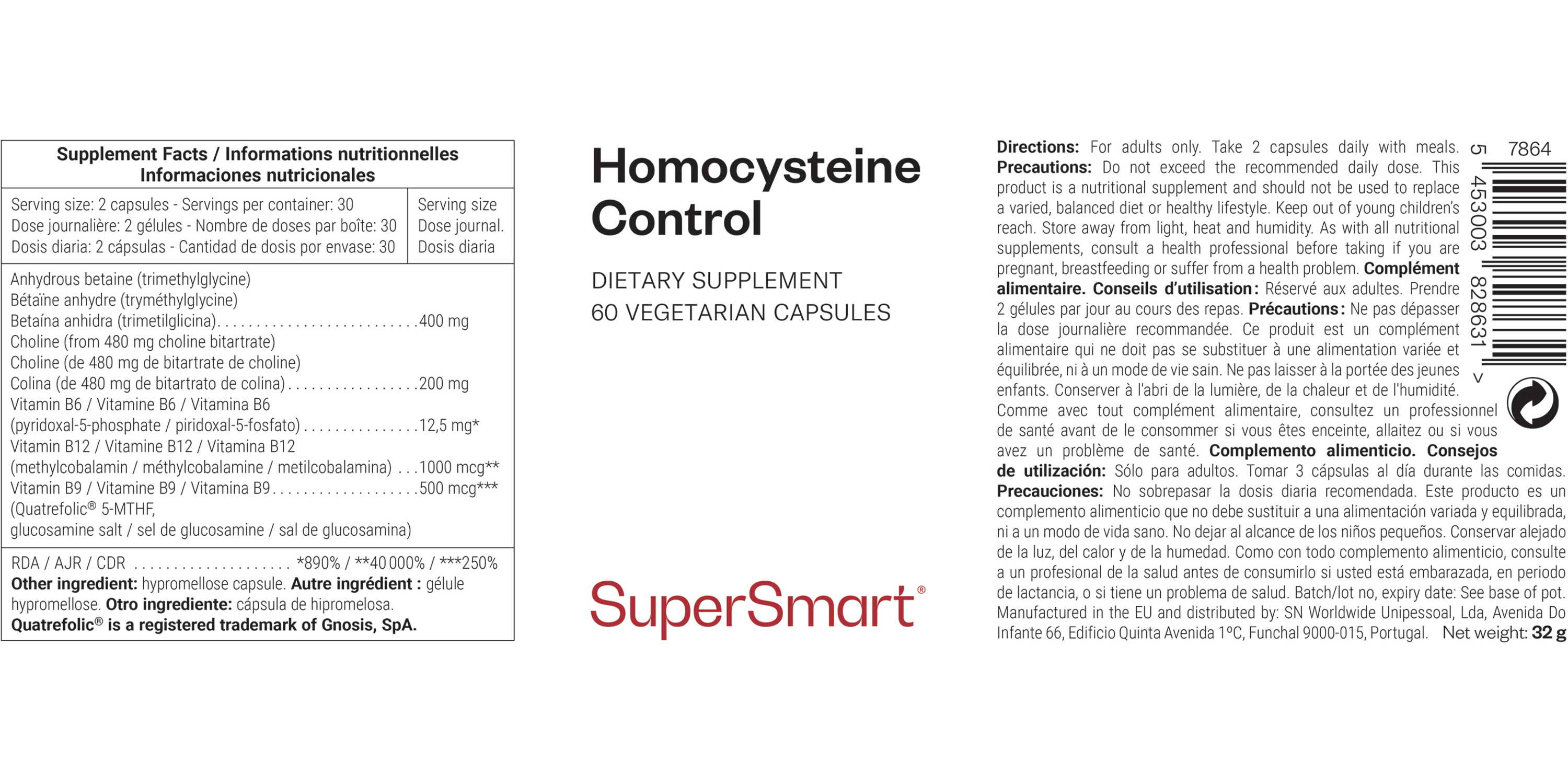 Suplemento para ayudar niveles de homocisteína*