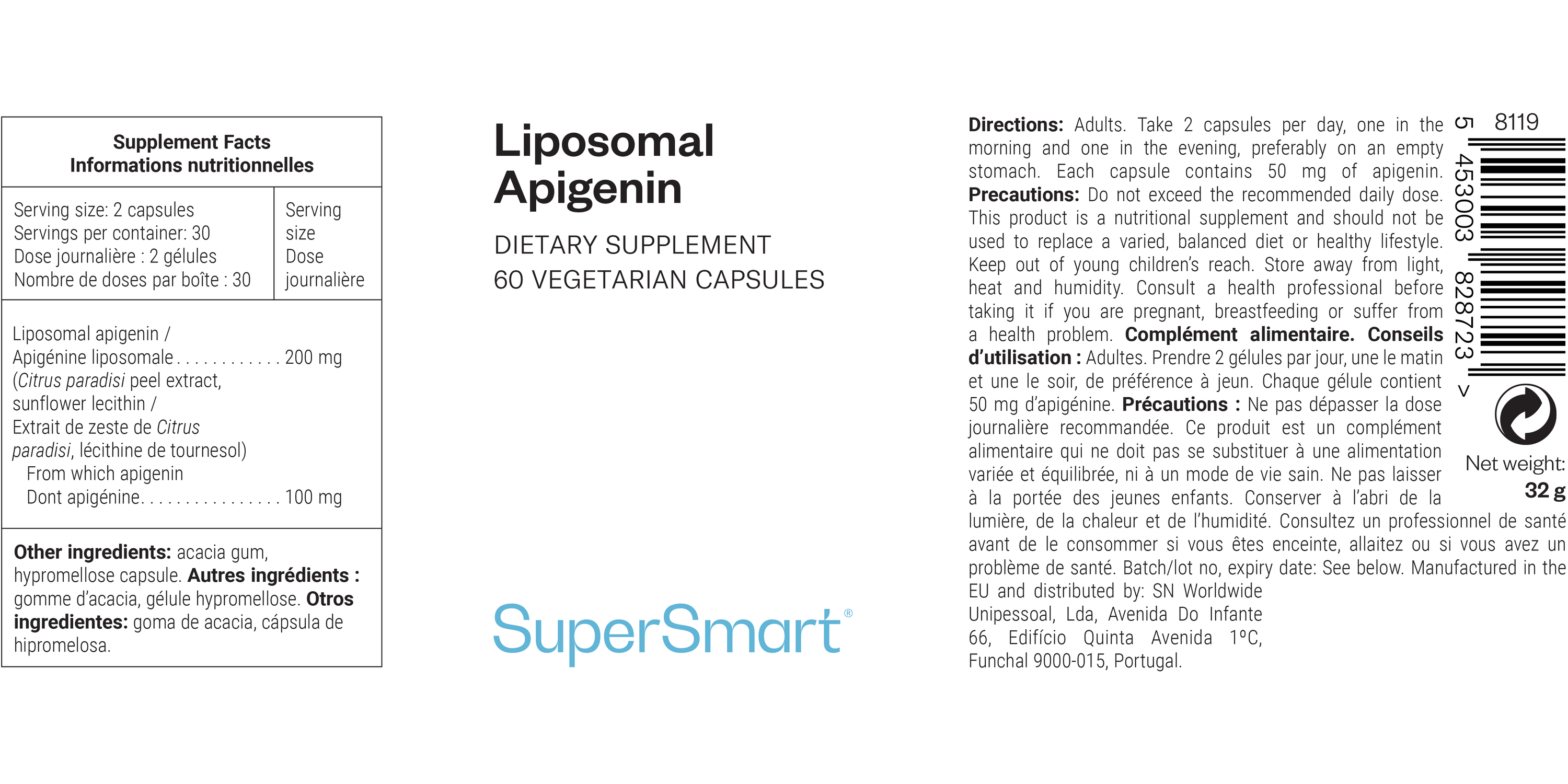 Complément alimentaire d''apigénine liposomale