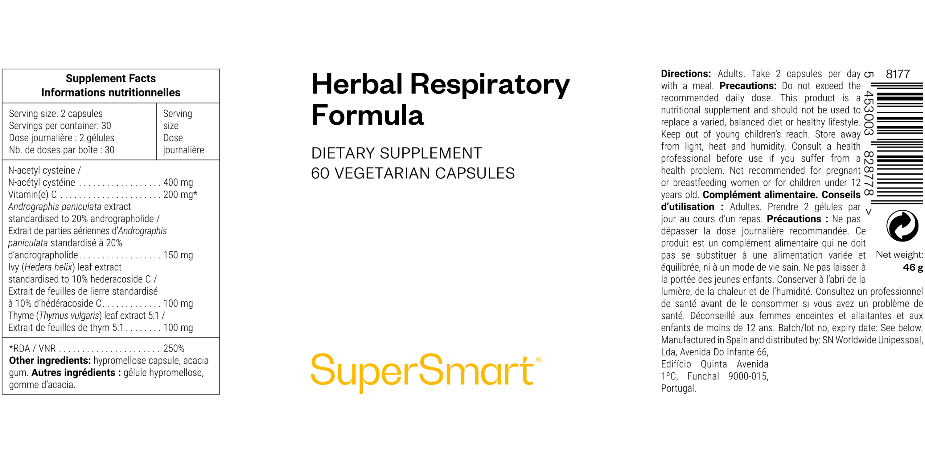 Dietary supplement for respiration and immunity support.*