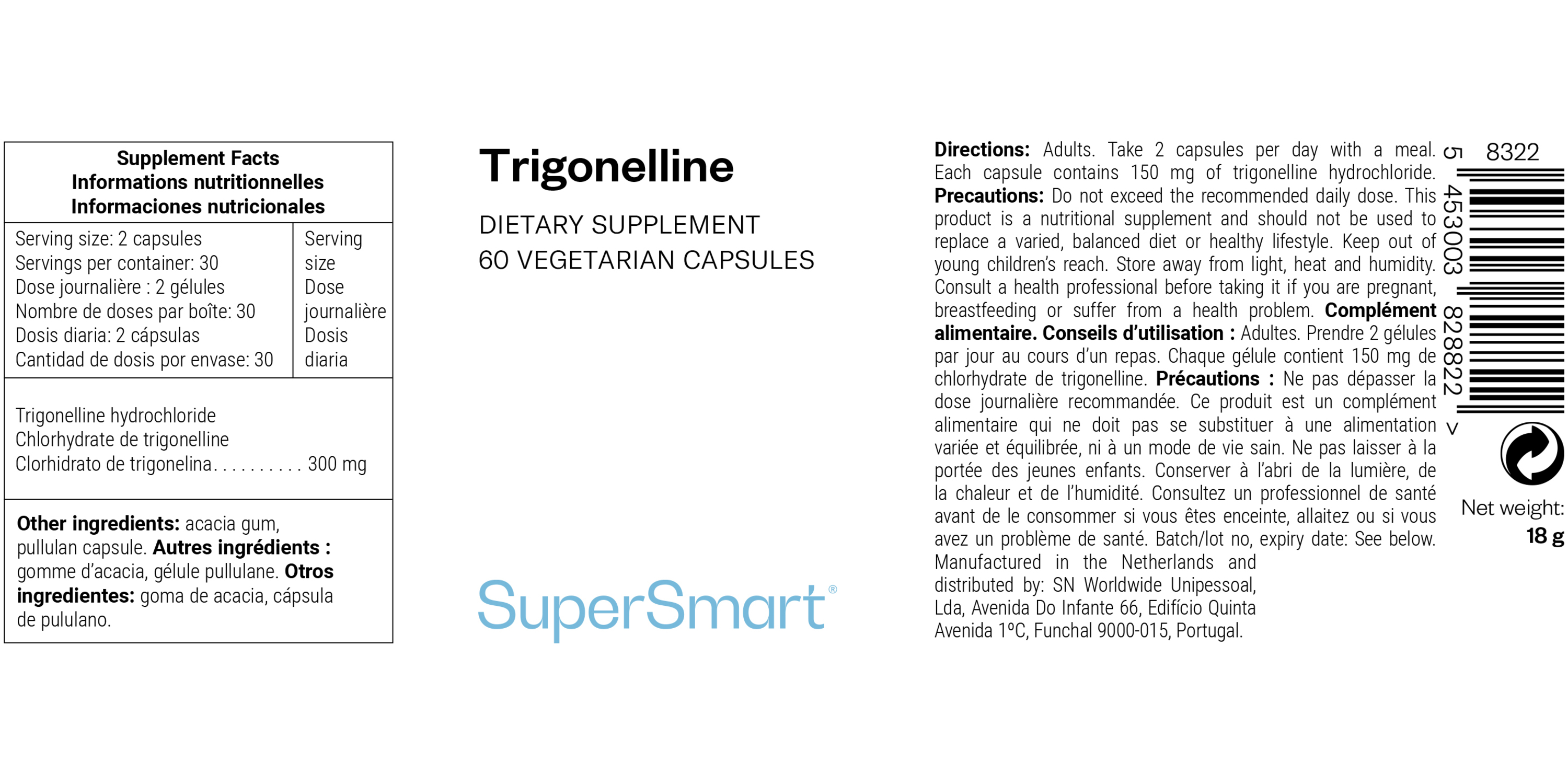Complemento alimenticio de trigonelina