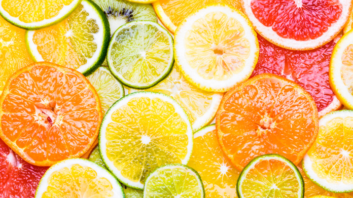 Slices of orange, grapefruit and lemon rich in vitamin C